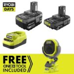 RYOBI ONE+ 18V Lithium-Ion 4.0 Ah Battery, 2.0 Ah Battery, and Charger Kit with FREE ONE+ Cordless VERSE Clamp Speaker PCL615B-PSK106SB
