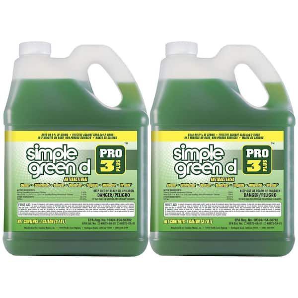 Simple Green Pro 3 Plus 1 Gal. Herbal Scent Antibacterial Cleaner and Disinfectant (2-Pack) 7170103300001