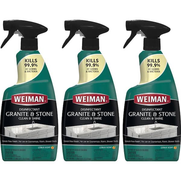 Weiman 24 oz. Granite and Stone Disinfectant Countertop Cleaner and Polish Spray (3-Pack) 109A COMBO1