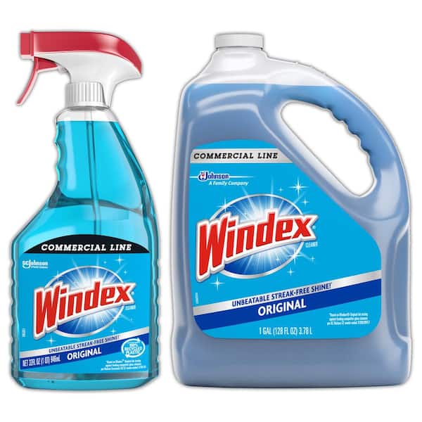 Windex 32 oz. Commercial Line Trigger Bottle Original Glass Cleaner and 128 oz. Commercial Original Glass Cleaner Refill. 308534